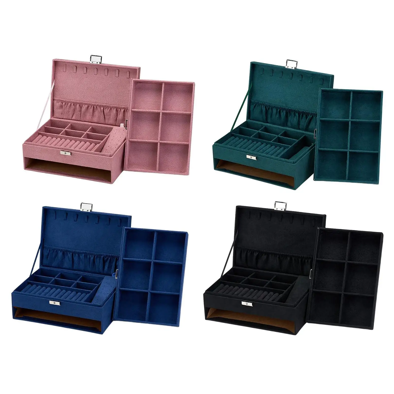 Velvet Jewelry Box Rings Necklace Hairpin Display Organizer Holder Container - view 4