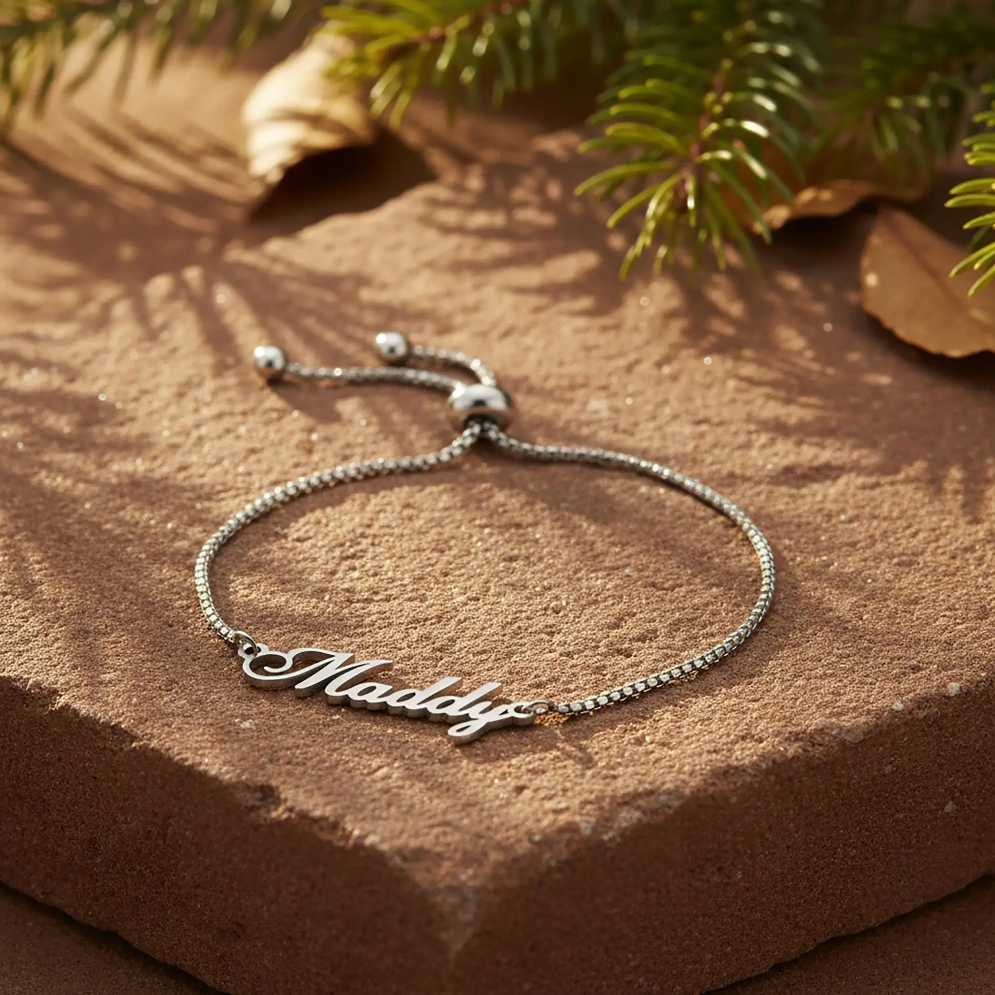 Custom Name Bracelets Personalized  Stainless Steel Customized Name Jewelry Box Chain Valentine's Day Gifts for Couple
