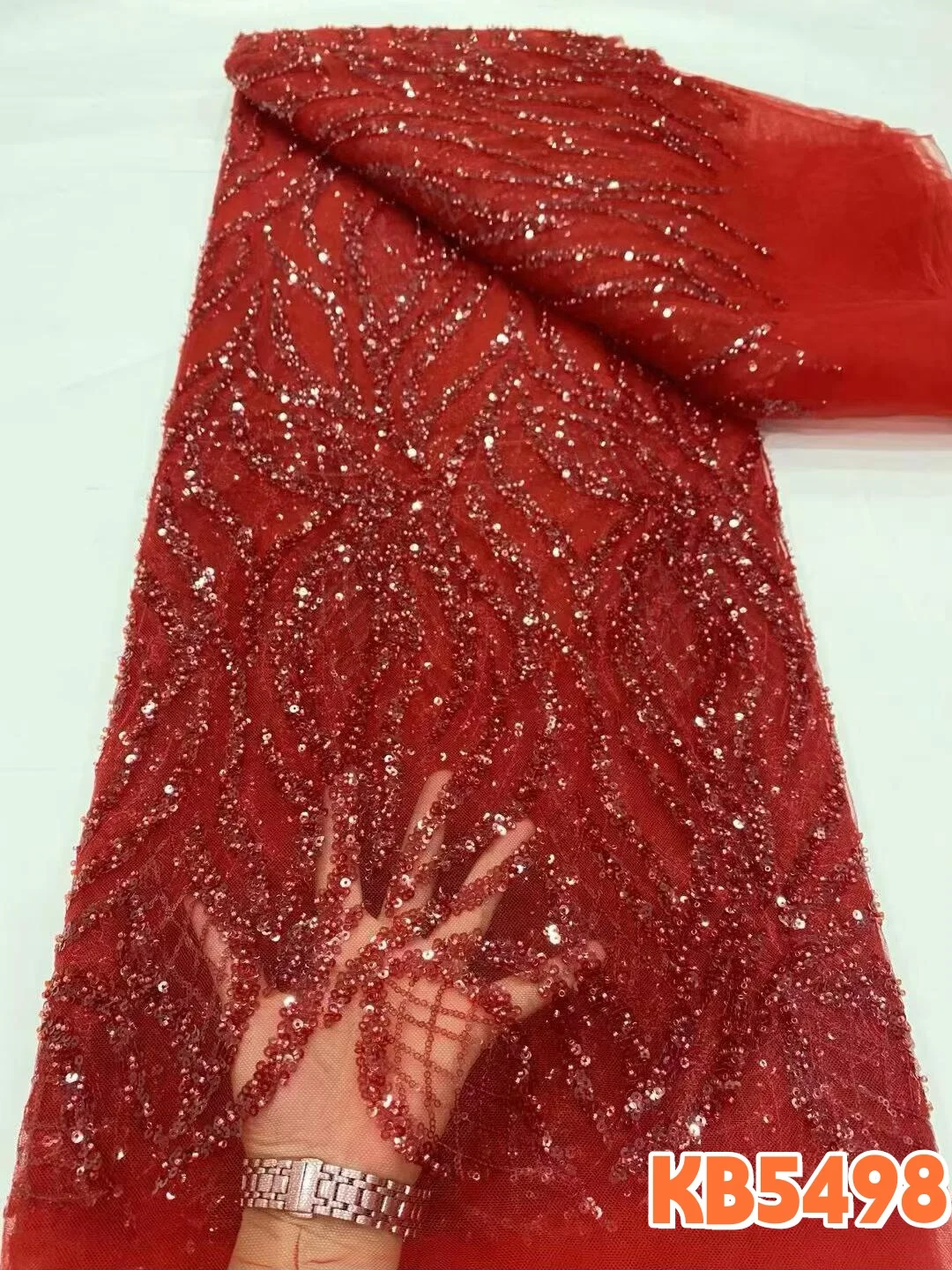 

Красная ткань с вышивкой и бисером в африканском стиле, французское сетчатое кружево из тюля, зеленые свадебные ткани для свадебного платья, 5 ярдов ткани KB5498