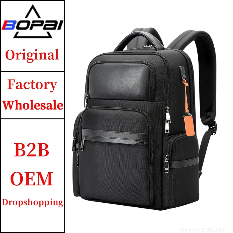 BOPAI Wholesale Custom Men Business 15.6 Laptop Bag Luxury Anti Theft Expandable Back Pack Usb Travel Charging Backpack