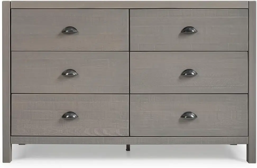 Hampton Six Drawer Dresser/Constructed Of Solid Wood/Driftwood Finish