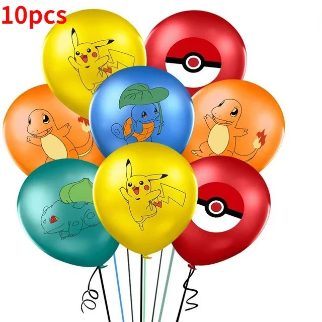 

8Pcs Pokemon Ballons Decoration Birthday Dream Theme Birthday Party Decor Pikachu Balloon 10inch Set Baby Shower Supplies Toys