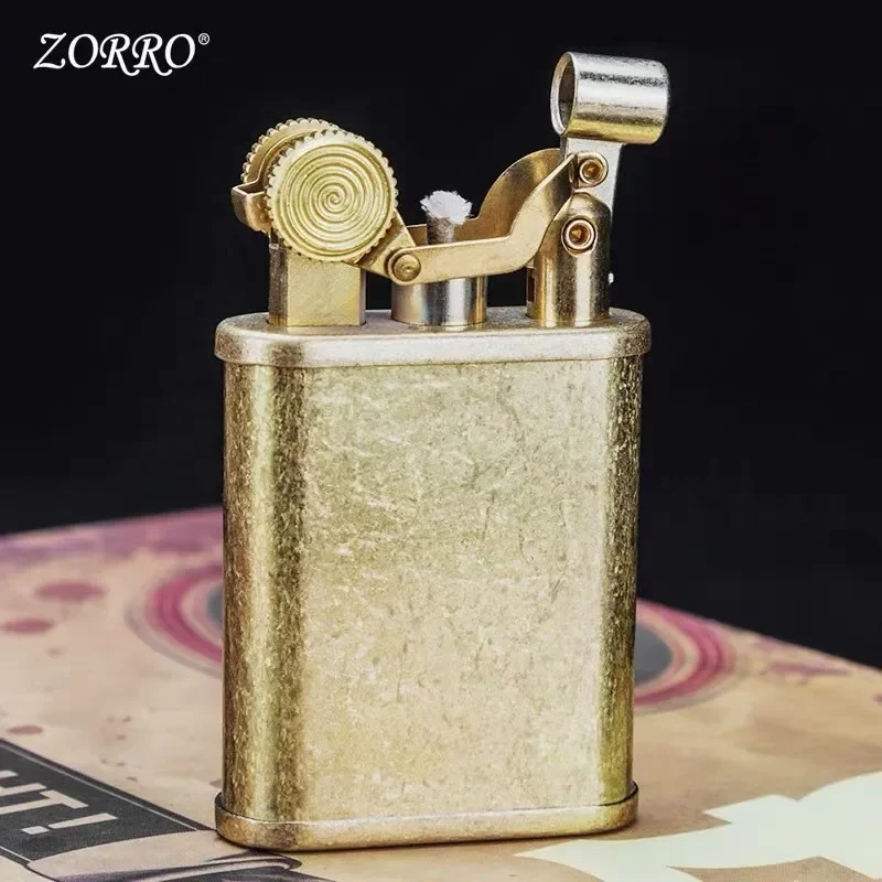 Zorro Brass KeroseneOpen Flame Lighter Personality Vintage Windproof Portable  Lift arm Lighter Collectible Gift For Friends