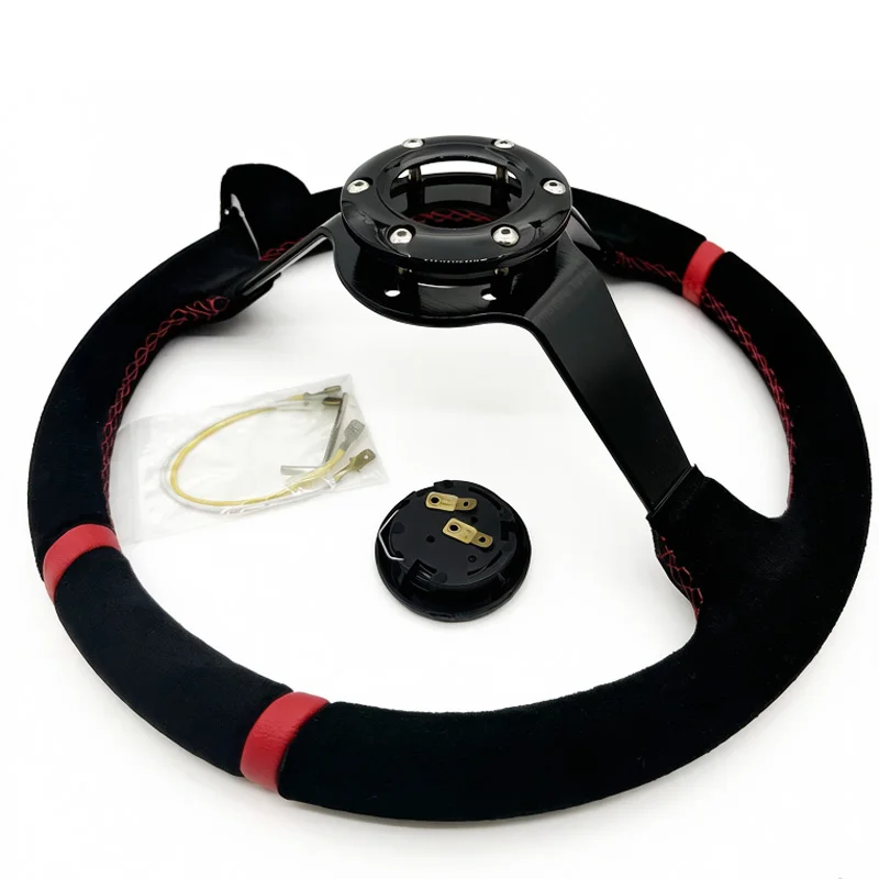 New Steering Wheel Universal 14 Inch Red Deep Dish Steering Wheel Swift High Quality Racing Games Car Modify Accessories