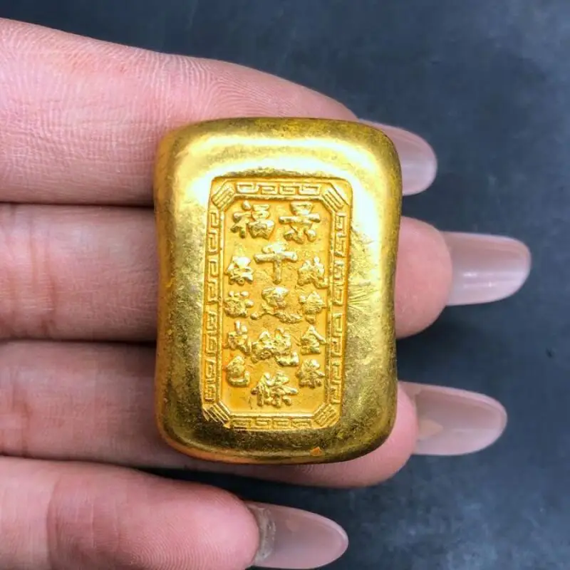 China Collects Antique Solid Gilded Exquisite Relief Gold Nuggets Handles Piece and Modern Exquisite Handicrafts