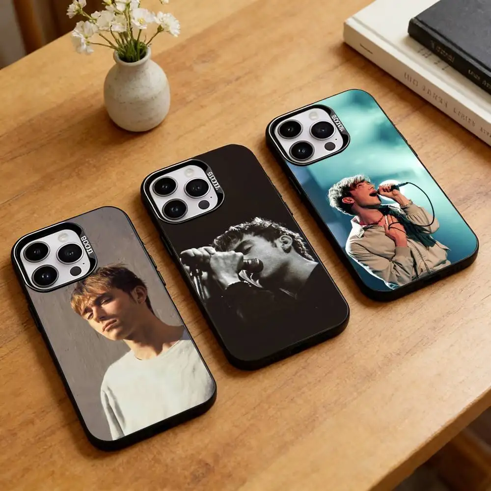 

D-Damon Albarn Rock Singer Phone Case For iPhone 17,16,15,14,13,12,11 Plus,Pro Max,XS,Colorful Silver Black Cover
