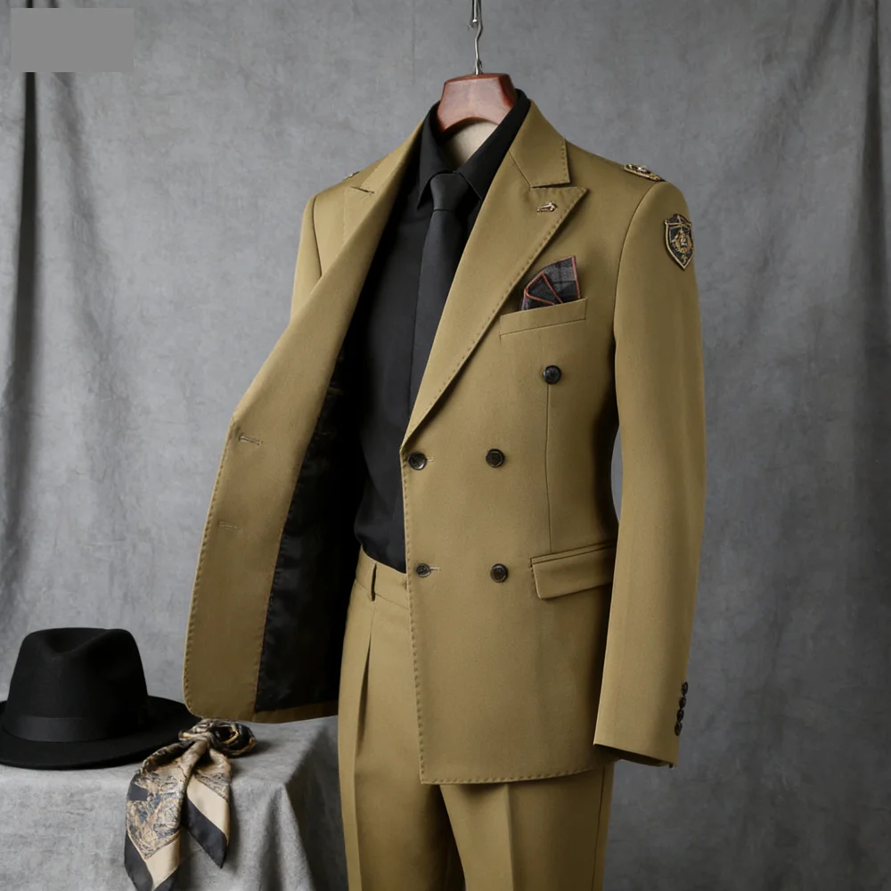 

Мужской зеленый смокинг-костюм из двух предметов: пиджак с острым лацканом и брюки, на одной пуговице, для официальных мероприятий, свадеб, женихов, модный, в стиле смокинг