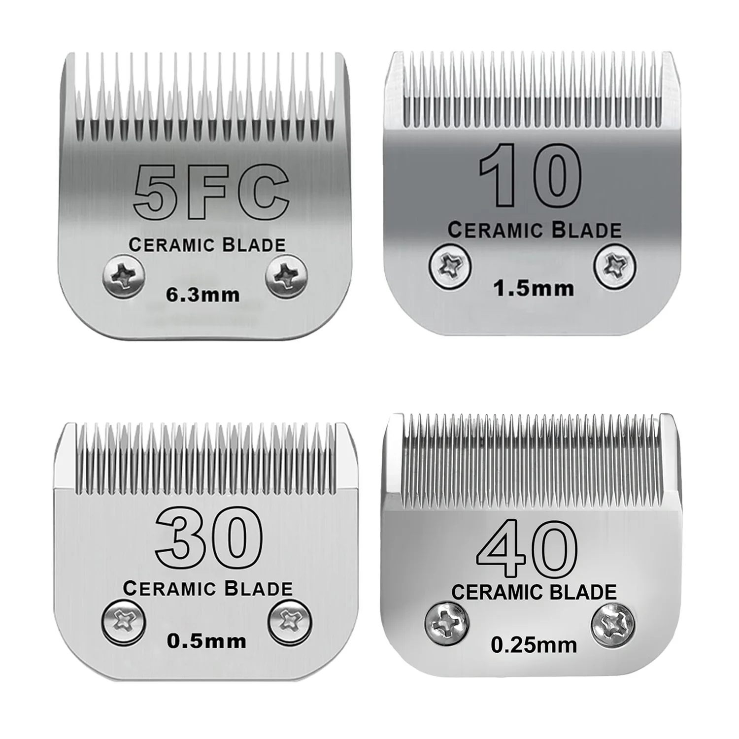 Pet Blade 4Pcs Set, 5FC 10/30/40 Ceramic Pet Clipper Blade for Andis Oster A5 Dog/Cat /Pet Grooming