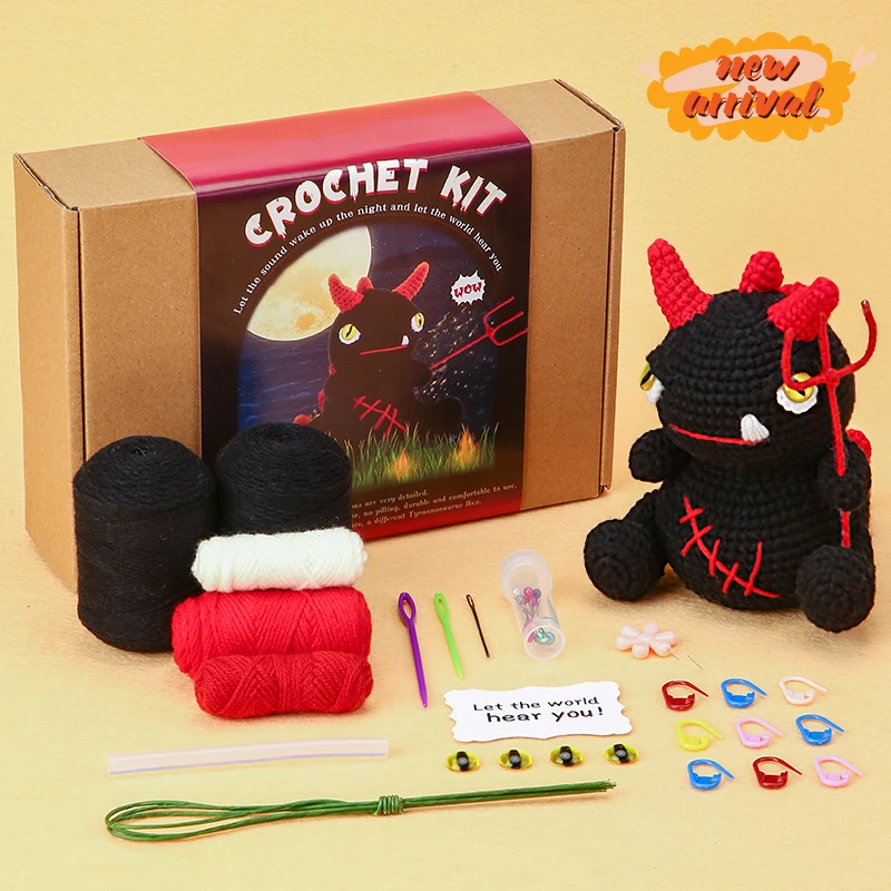 

Crochet Animal Kit for Beginners with Video Tutorial DIY Yarn Knitting Set Creative Gift Craft Crochet Doll Supplies Accesorios