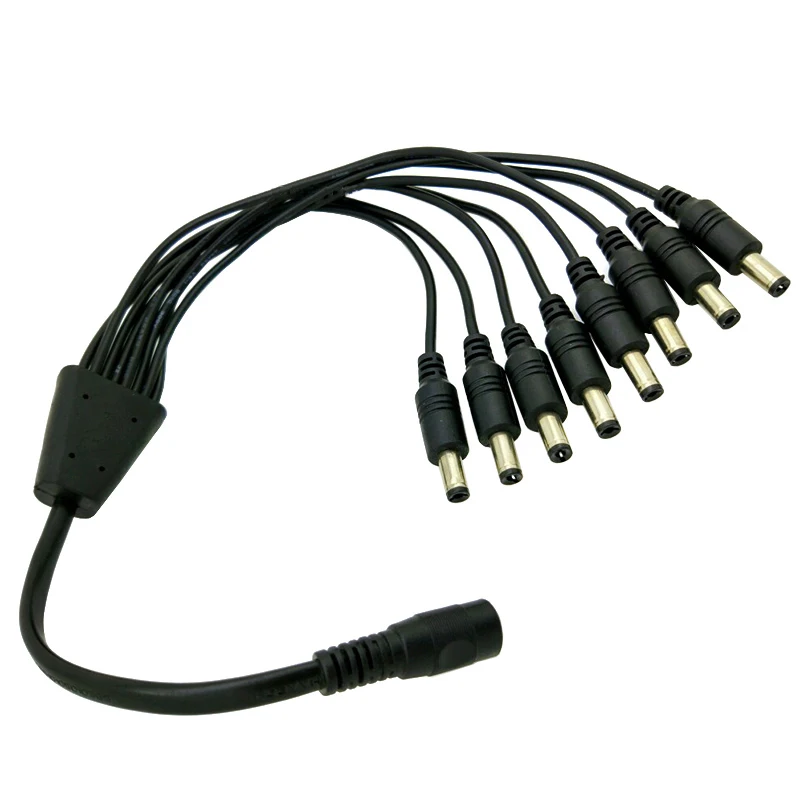 1PCS 5.5x2.1mm 1‑8 Way DC Power Splitter Cable 5V 12V Adapter Connector Cord For LED Strip CCTV Camera Power Supply