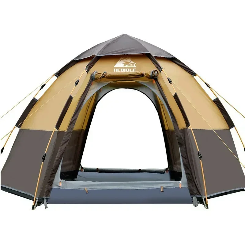 

Hewolf outdoor hexagonal four season 3 8 people multi-person automatic rainproof tent camping wild camping family leisure tool