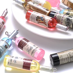 10 Pcs Alcoholic Drink Bottle Resin Charms Wine Bottle Glass Pendant Jewelry Findings for Earring Keychain Necklace Diy Making