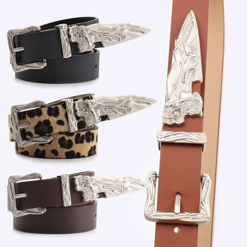 2026 New Design Ladies' Leopard Print Personalized Belt Music Festival Belt Paired with Jeans Dress Needle Buckle Belt
