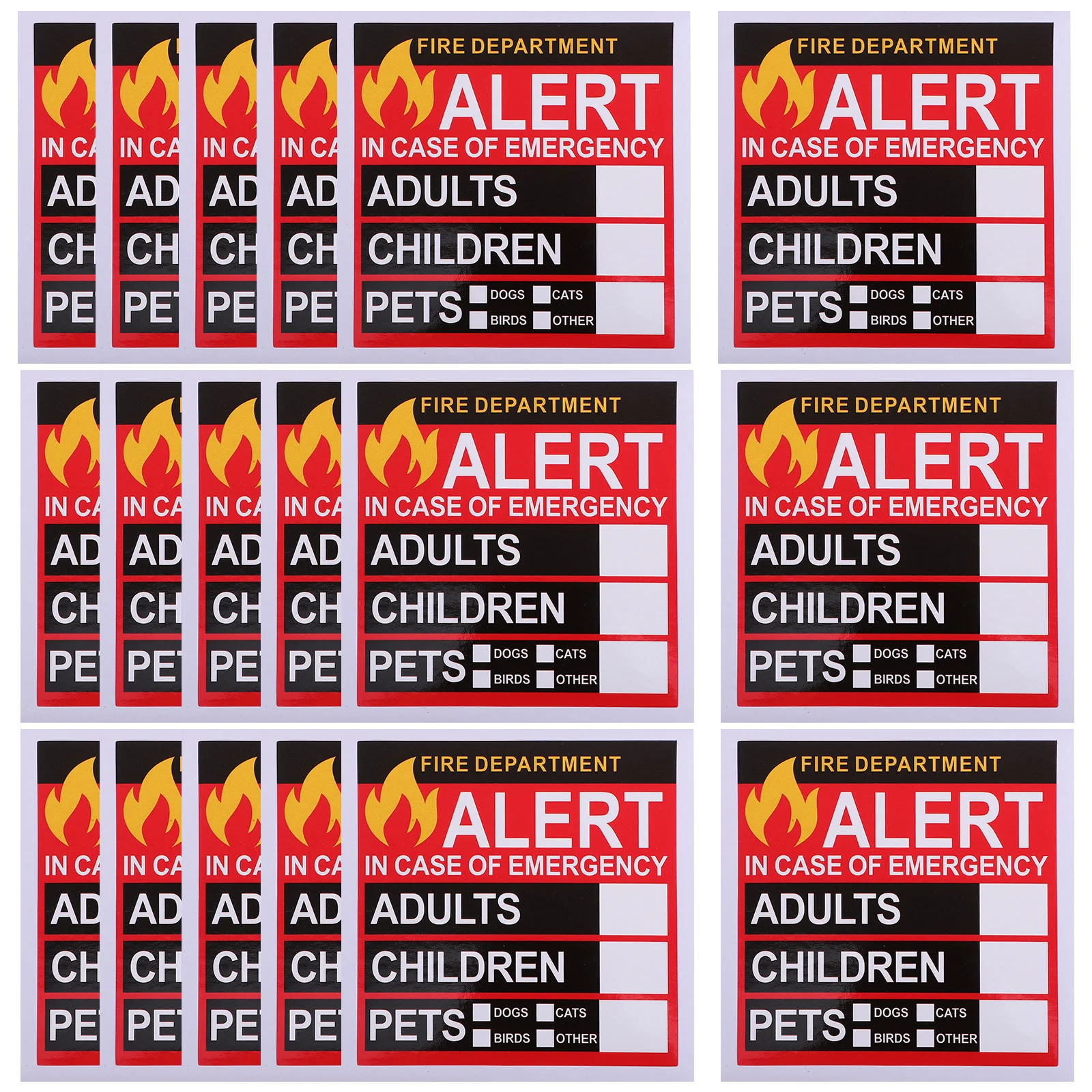 20 Sheets Fire Rescue Stickers People Fire-proof Door Accessory Safety Alert Decal Home