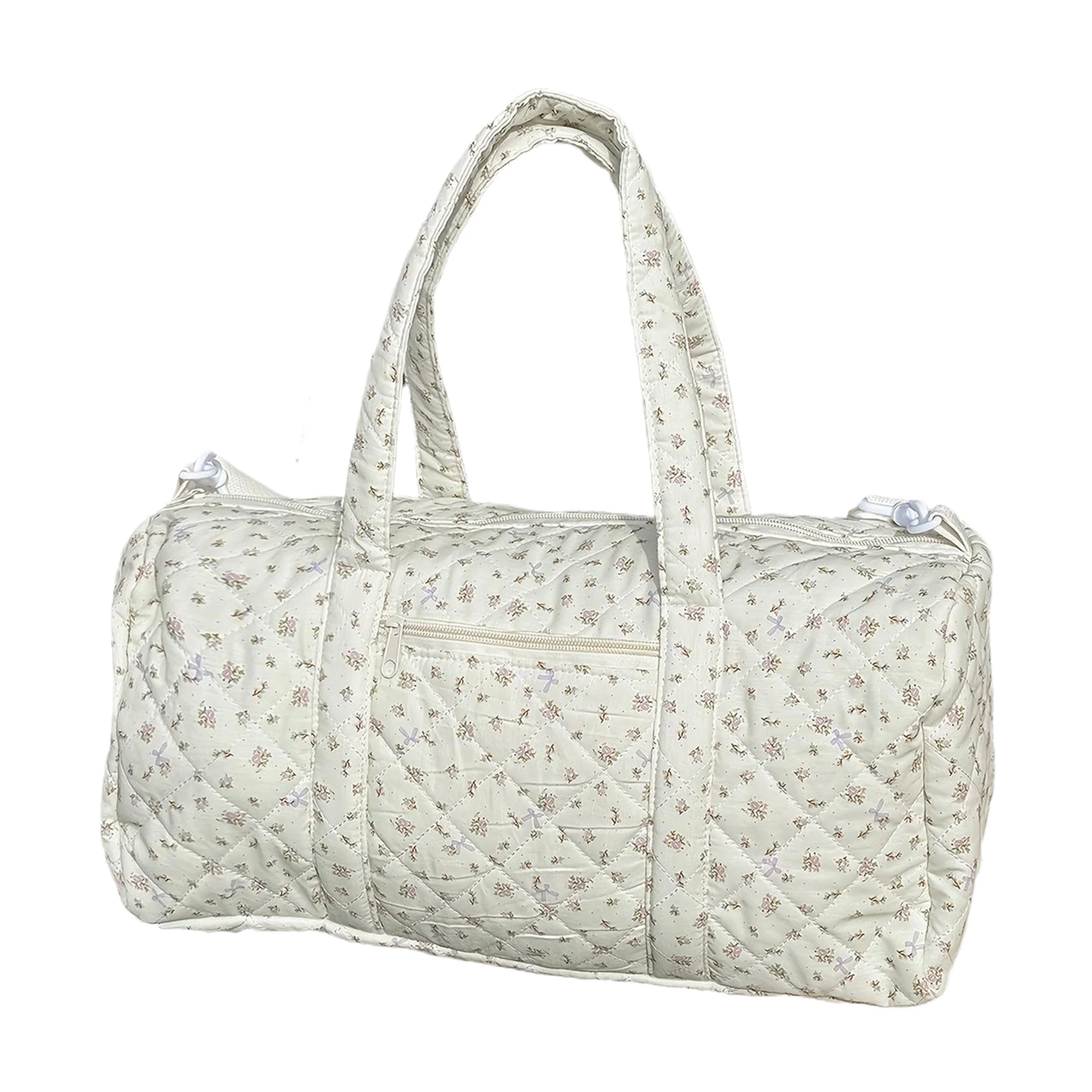 

Хлопковая стеганая дорожная сумка-даффл на молнии с цветочным принтом для женщин, для работы и путешествий