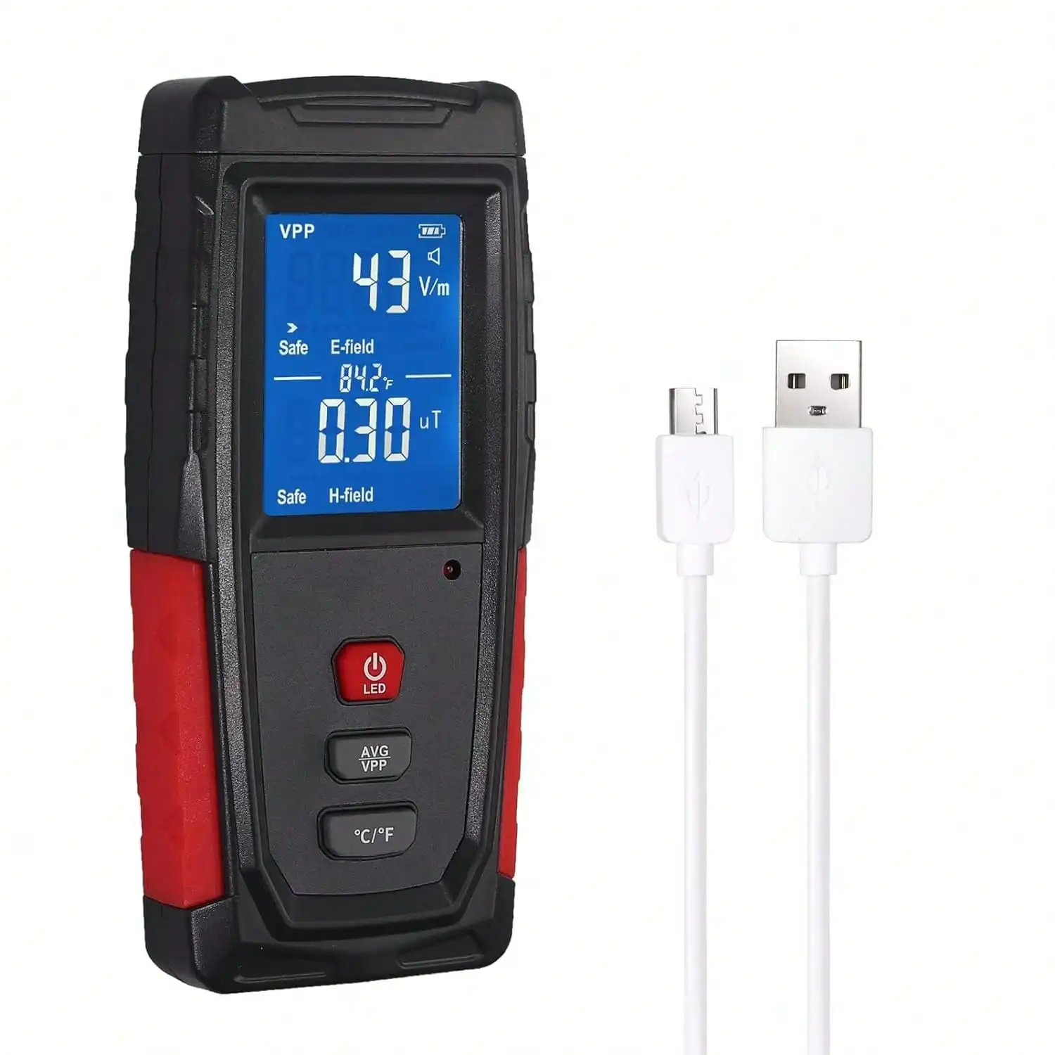 EMF Meter Rechargeable Electromagnetic Radiation Inspections Digital LCD Detector with Sound-Light Alarm For Electric Magnetic