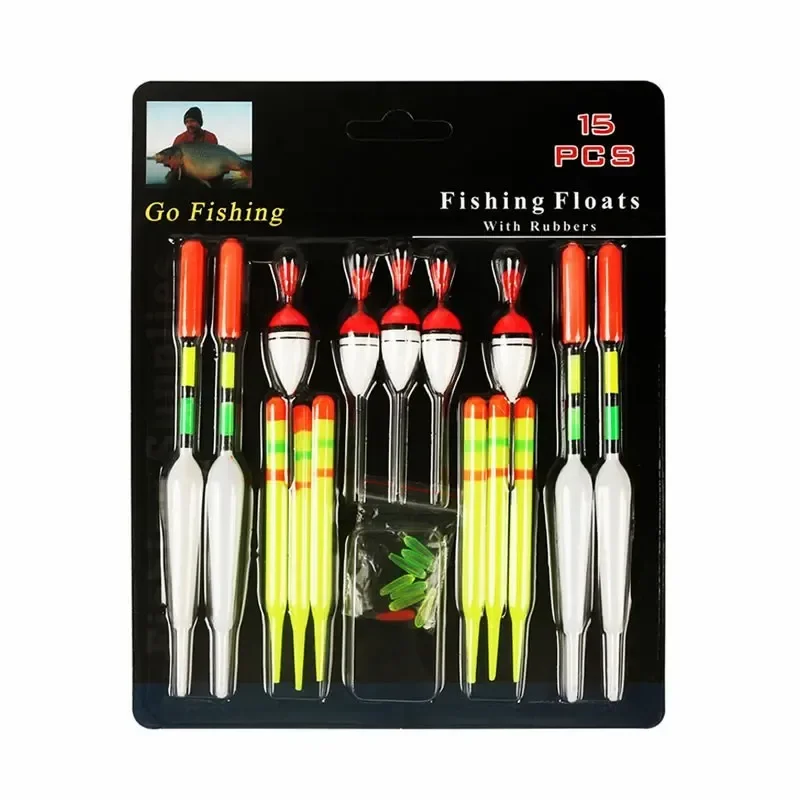 Fishing Float Set 15pc Professional Vertical Buoy With Glow Stick Multifunction Lure Float Fishing Tackle For Carp Fishing Pesca image 2