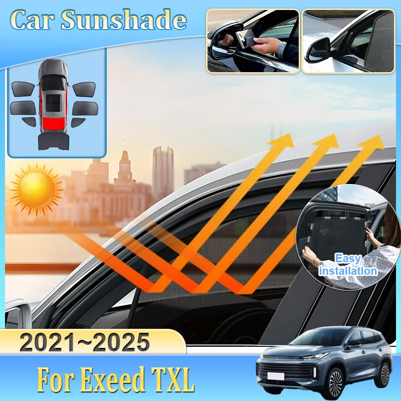 Car Sunshade For Exeed TXL Lingyun Xtrim 2021 2022 2023 2024 2025 Visor Mesh Anti-UV Windshield Frame Curtain Auto Accessories