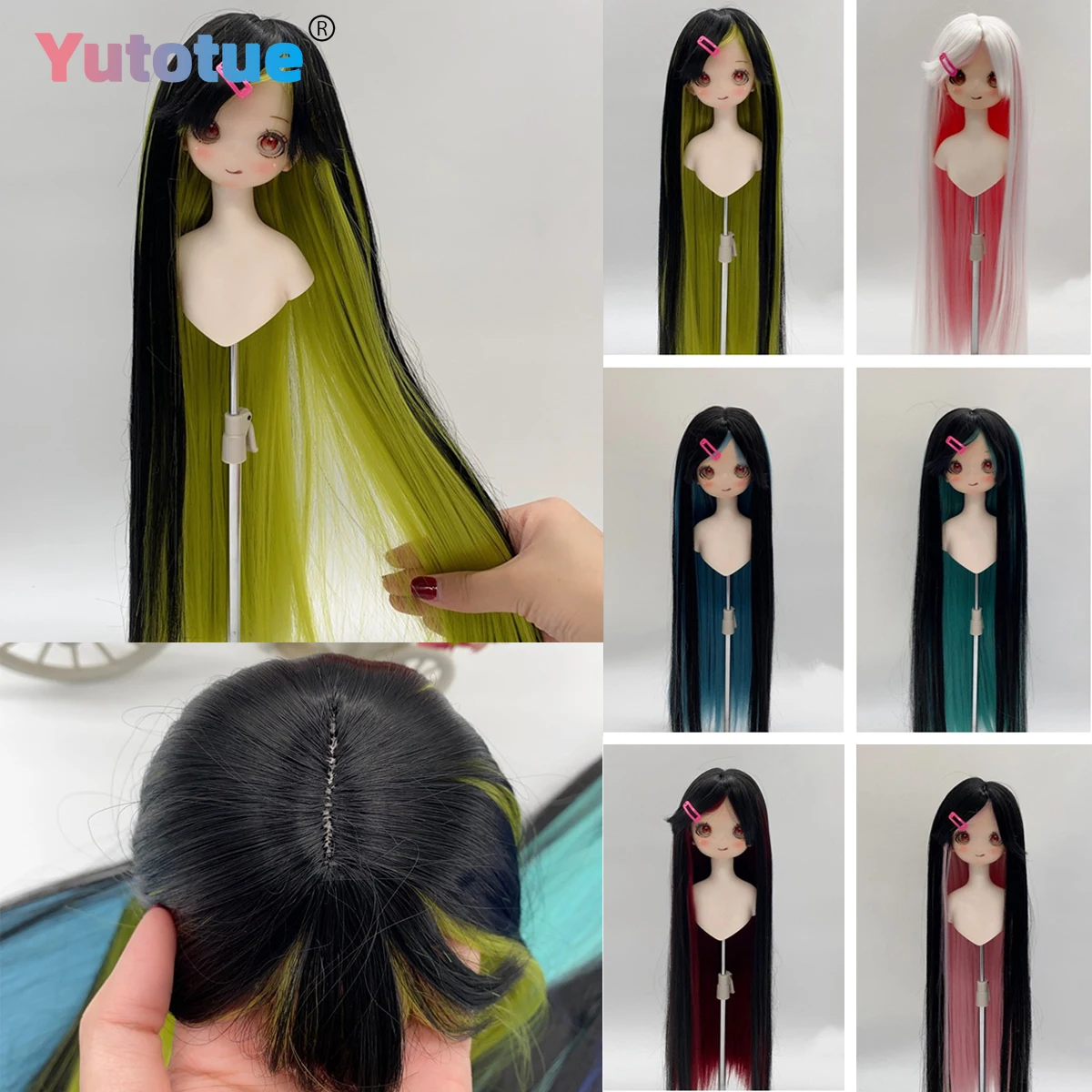 

Yutotue Dolls Длинные прямые двухцветные парики для кукол 1/3 1/4 1/6 BJD SD Модная кукла DIY Замена