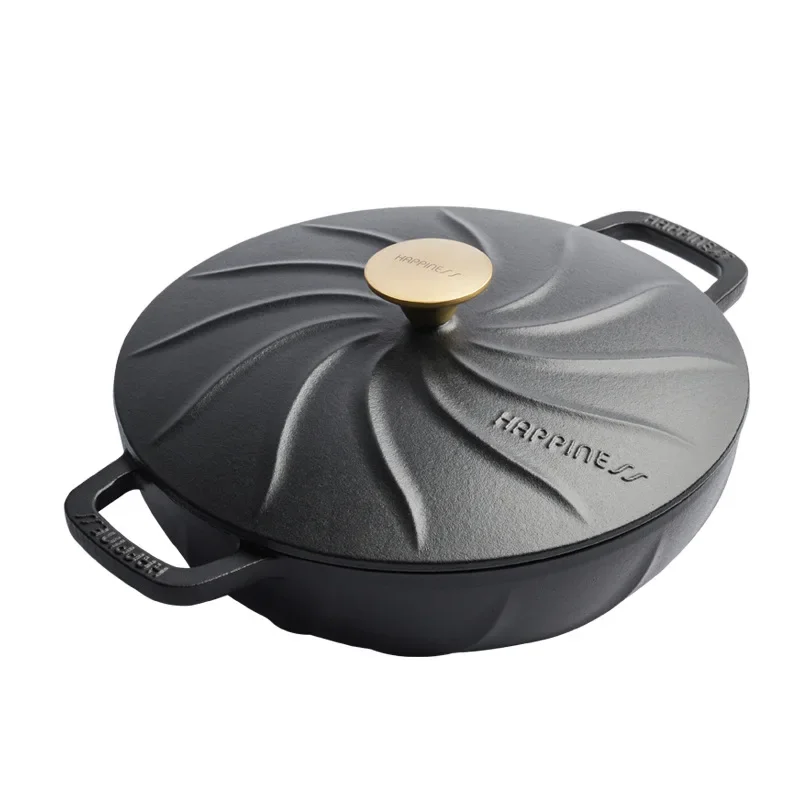 Enamelled Cast Iron Casserole Dish 26cm Non Stick Dutch Oven With Lid Applicable To Stews Baking Cooking Utensils 3.2 Litres