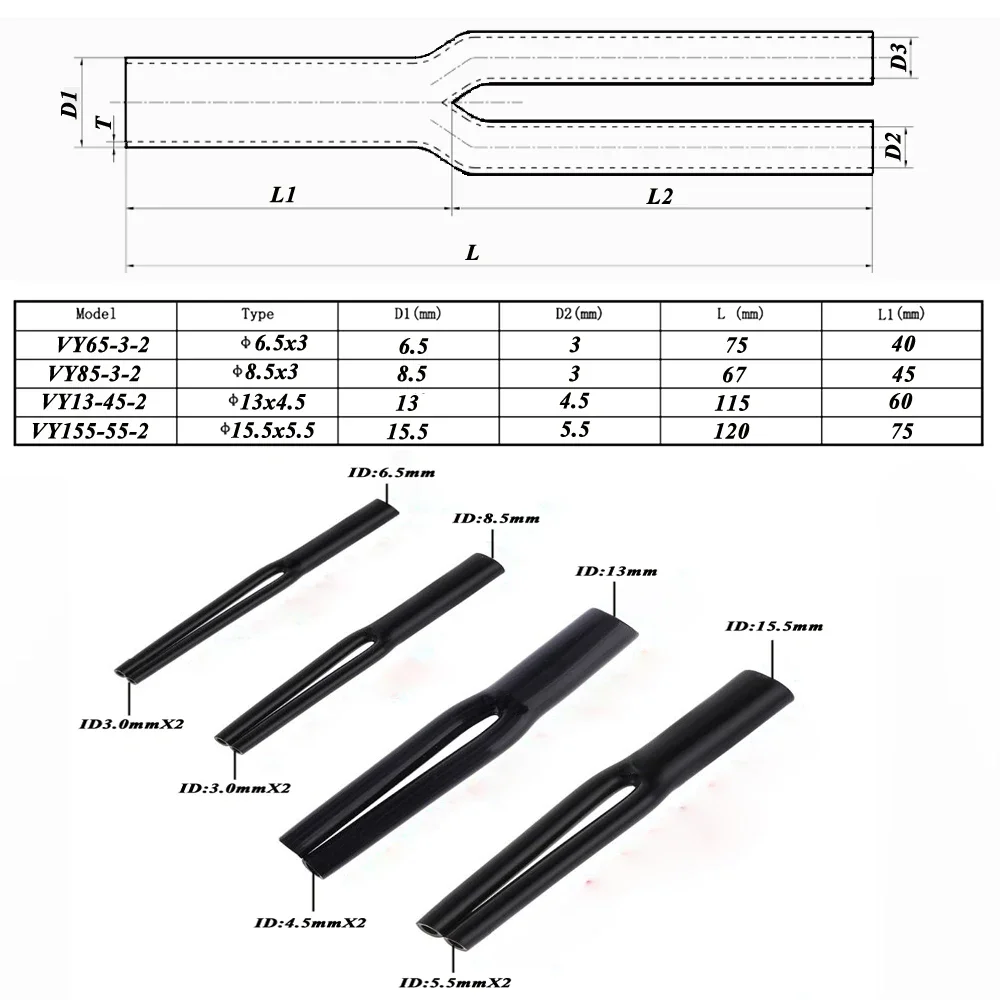 High Quality 4PCS Cable Pants 6.5mm 8.5mm 13mm 15.5mm Speaker Audio Cable Wire Pants Boots Y Splitter Pant HIFI DIY Audio Cable