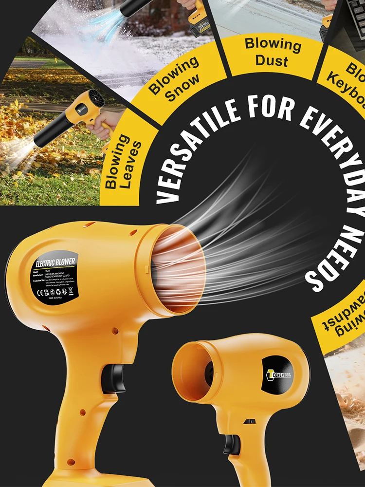 CONENTOOL 350 M/S Turbo électrique ventilateur 21 V sans fil souffleur de feuilles neige poussière soufflage avec Tube d'extension pour Makita 18 V batterie broche