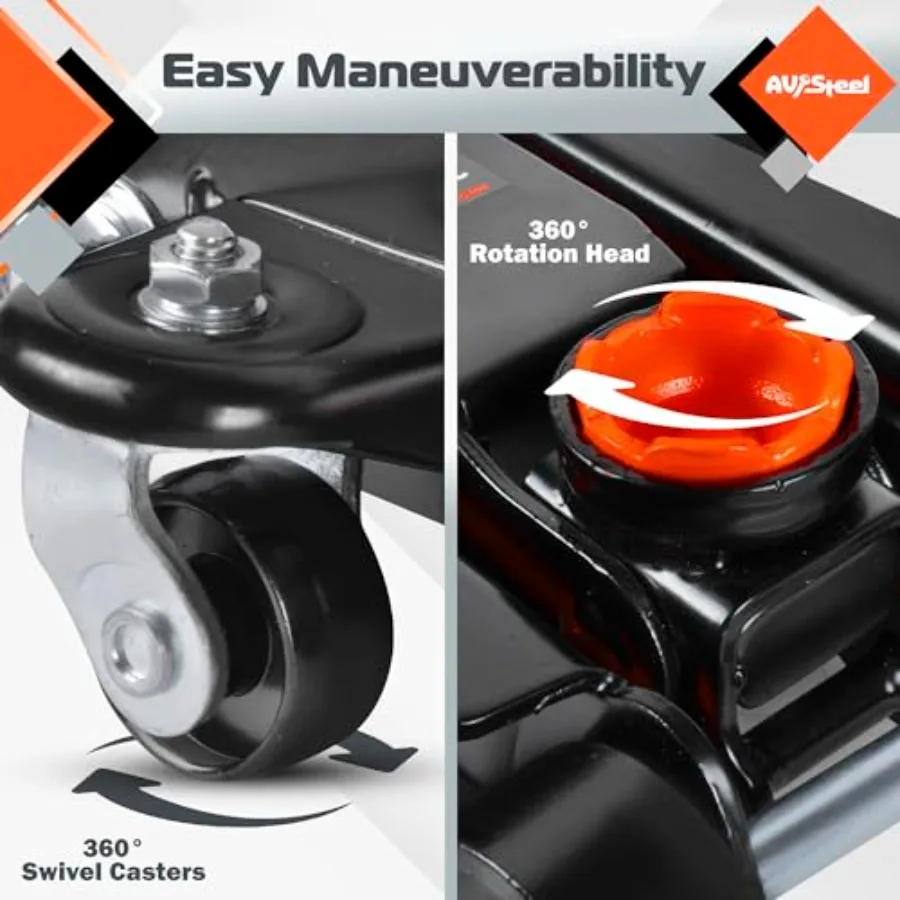 Cric de sol à profil bas de 2,5 tonnes, 5500 lb, avec pompe à piston unique pour l'entretien automobile robuste, idéal pour les réparations automobiles et