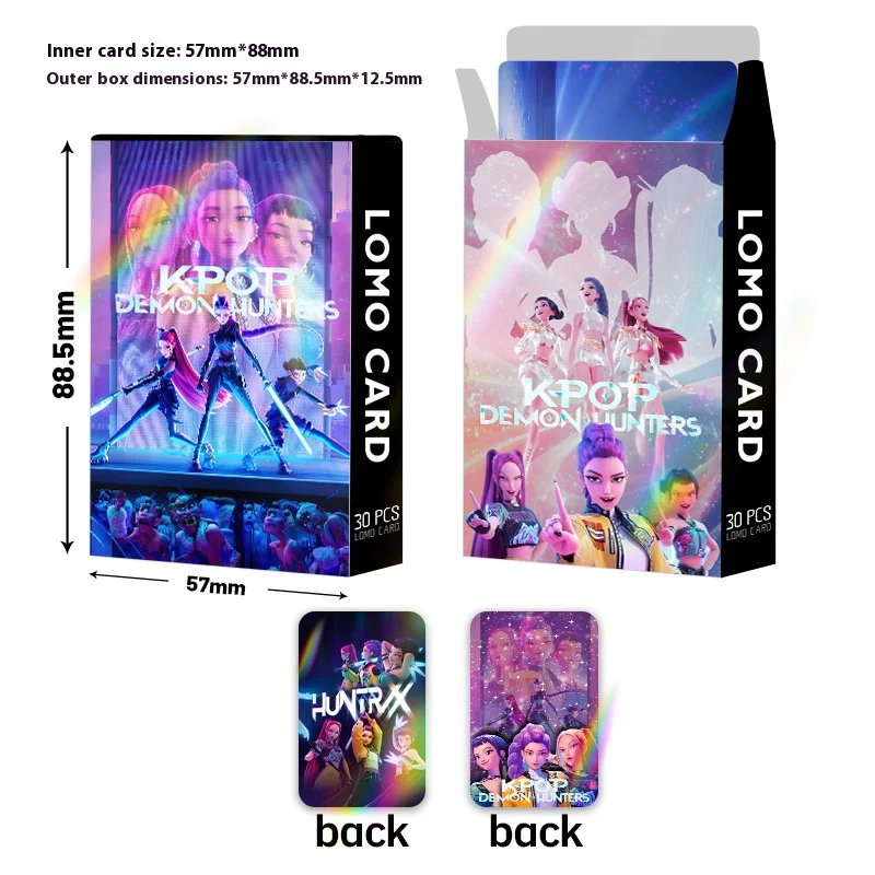 92 Uds. Tarjeta láser de Anime Kpop Demon Hunters, tarjetas coleccionables de moda de doble cara para estudiantes, animación de dibujos animados, regalos circundantes para niños