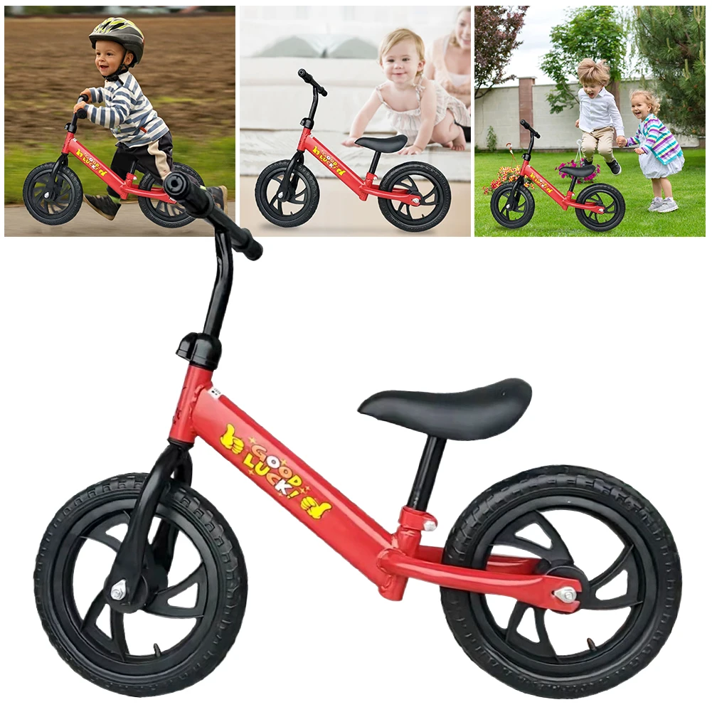 Kids Balance Bike Funny Beginner Toddler Training Bicycle Safe No Pedal Bike 12 In Wheel No Pedal Training Bicycle Gifts for Kid