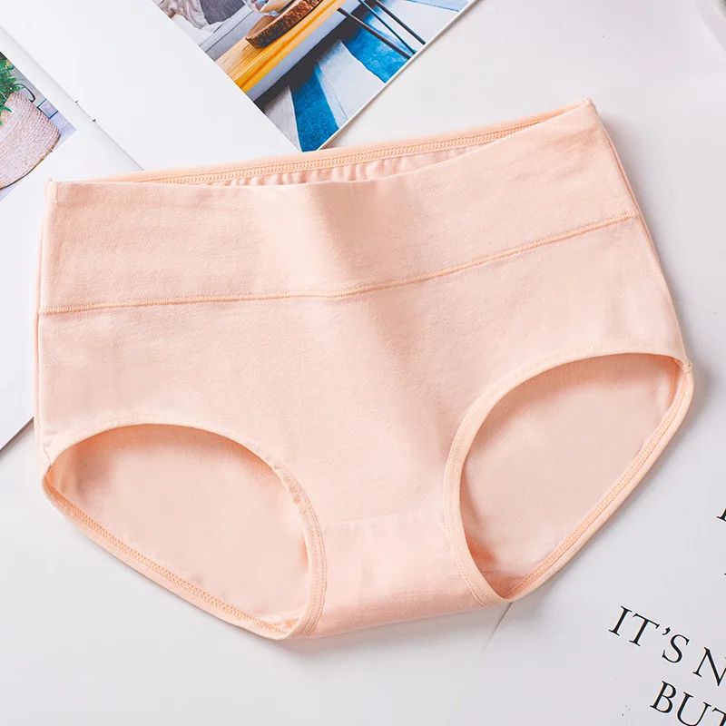 Pure Color Combed Cotton Panty High Waisted Panty Seamless Comfortable Warm Intimate Lingerie For Women Girls Underpant Panties