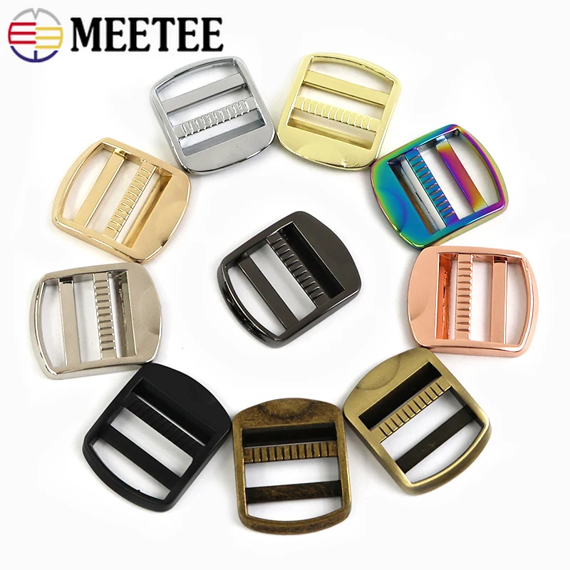 

2/4Pcs Meetee 19-50mm Metal Adjustable Bag Strap Buckle Webbing Belt Tri Glide Slider Buckles Carabiner Replace Hook Accessories
