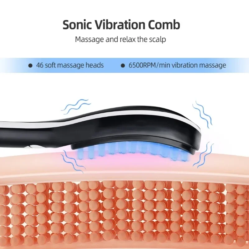 Sonic Vibration Scalp Massager Light Therapy Head Massage Comb Anti Hair Loss Anion Spray Hair Growth Brush Stress Relief