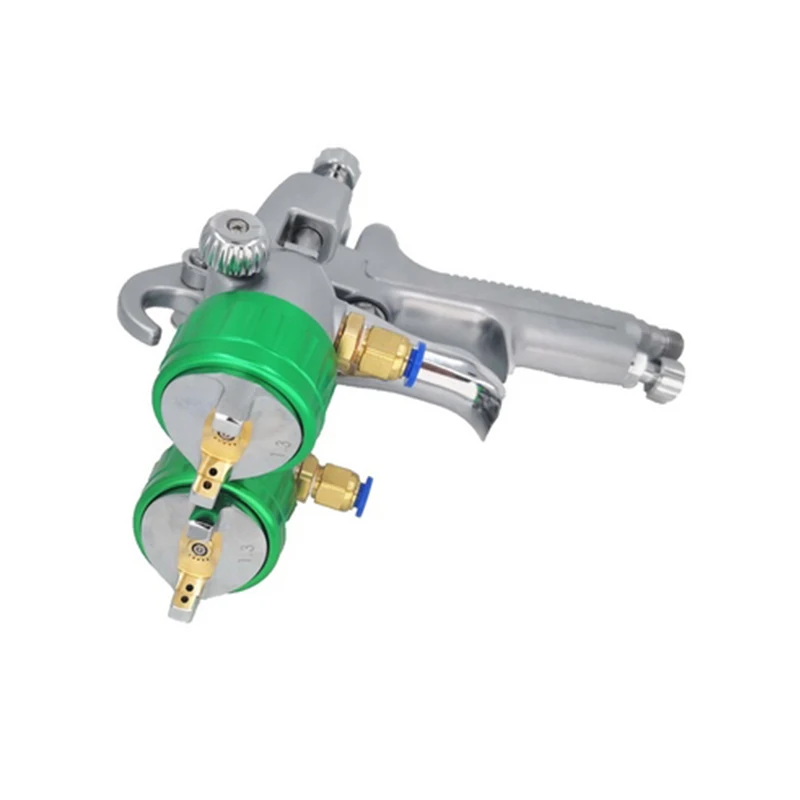

Double Nozzle Nano Chrome Spray Gun (1.3MM) – Two Inner Pressurized 1L Cans, Double Head Pressure Feed Paint Spraying Tool
