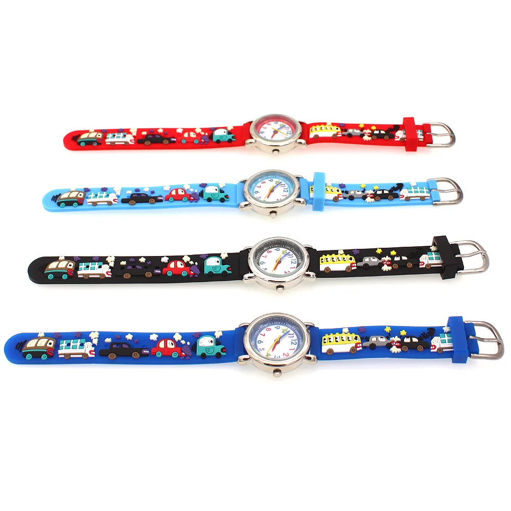 4Pcs Kids Quartz Watch Set for Boys And Girls with Fabric Strap Student Time Teller Wristwatch Educational Gift