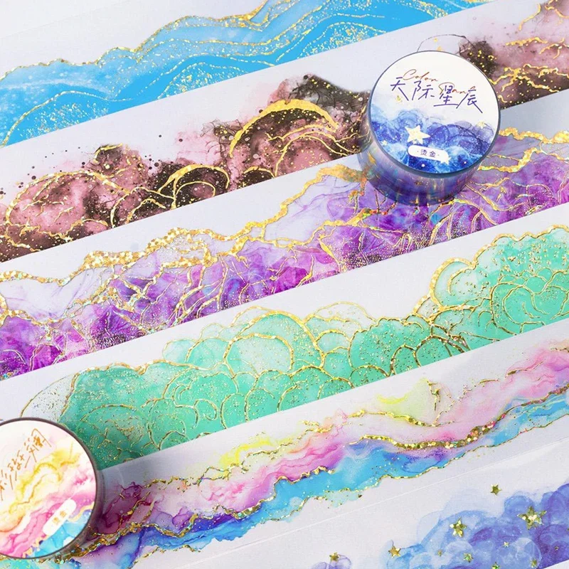 

Mr Paper 6 Styles Colour Land Collection Watercolour Swoosh Stamping Tape stickers scrapbooking stickers