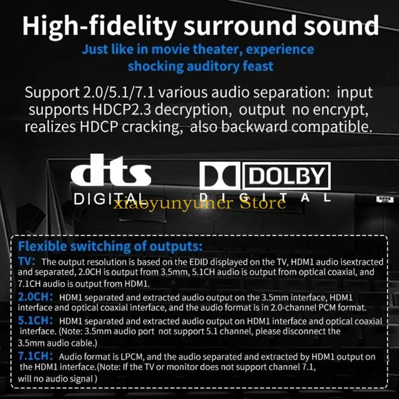 

P9JB HD375 AC3 аудио экстрактор разветвитель 2 в 1 выход HDMI-совместимый 2.0 аудио-видео