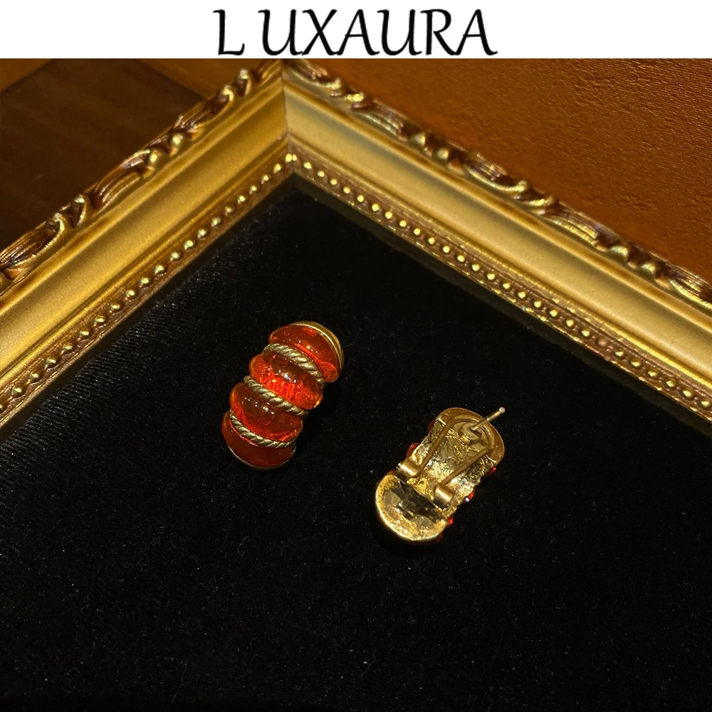 Vintage fashion classic red resin design paired with Bohemian women's Accessory stud earrings