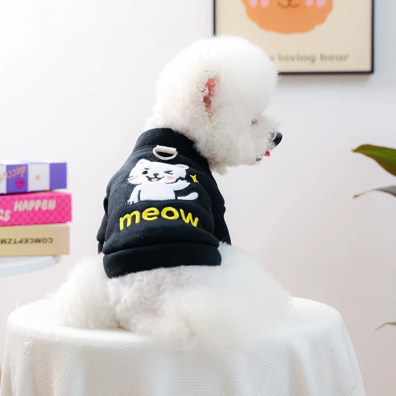

Pet Dog Cat Hoodie White Kitten Star Print Autumn Winter Warm, Cute Small Puppy Comfortable Cozy Casual Clothes
