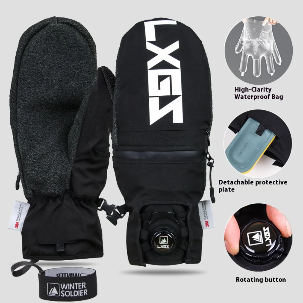 قفازات التزلج الشتوية مقاوم للماء على الجليد على الجليد قفازات التزلج على الجليد ركوب الدراجات في الهواء الطلق التزلج على الجليد قفازات الرجال النساء حراس المعصم