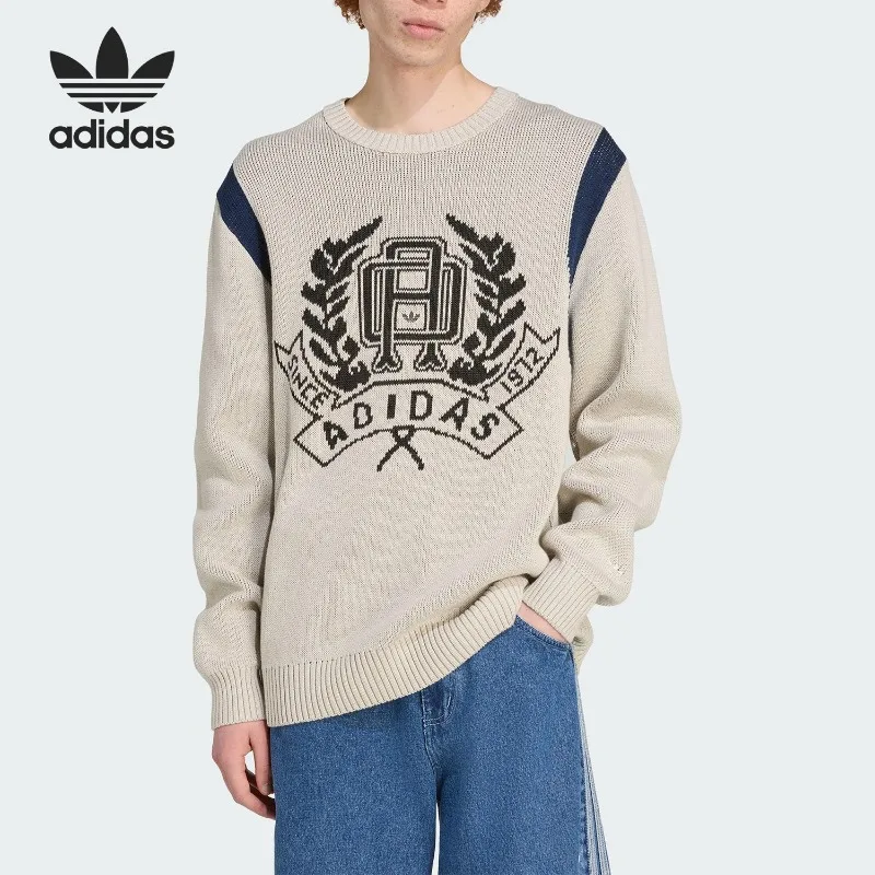 Adidas Clover Men's Crew Neck Knitted Vintage Pullover JX8214