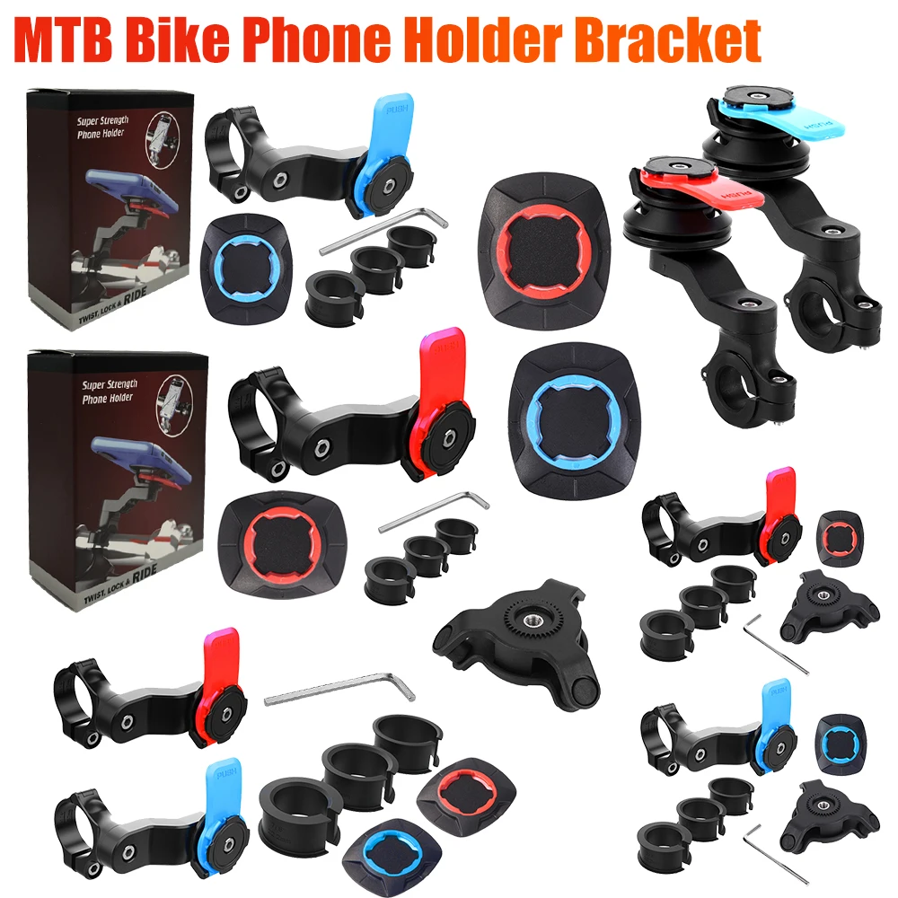 Bicycle Quad Lock Phone Holder Motorcycle Bike Phone Holder Stand Bike Holder 360° Rotatable Navigation Support Security Bracket