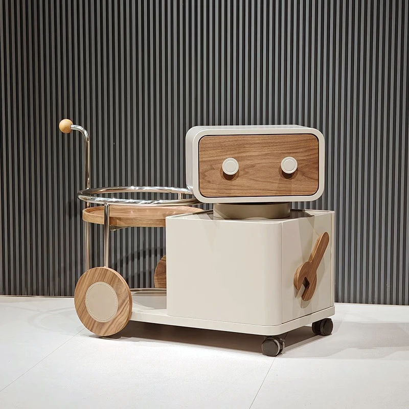 

Small Trolley Movable Sofa Side Table Modern Simple Creative Rotating High-end Bedside Cabinet