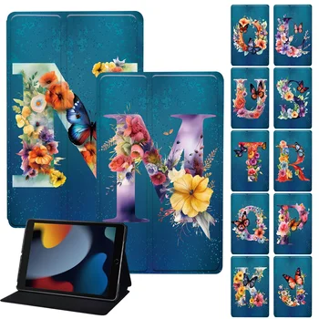 아이패드 프로 11 2022 미니 6 인치 케이스, 아이패드 에어 4/5 세대 10.9 10.2 인치 태블릿 커버, 나비 이니셜 레터 인쇄 