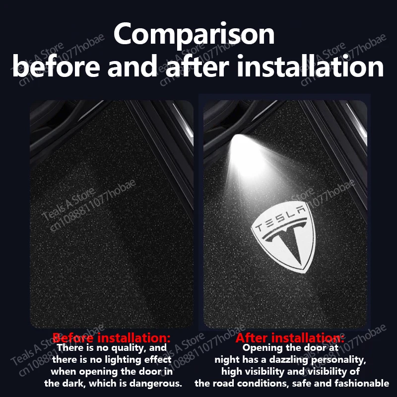 For Tesla Model Y 3 S X Car Door LED Logo Projector puddle lights Ultra-Bright Welcome Light 3D Laser Ghost Shadow Light Model 3