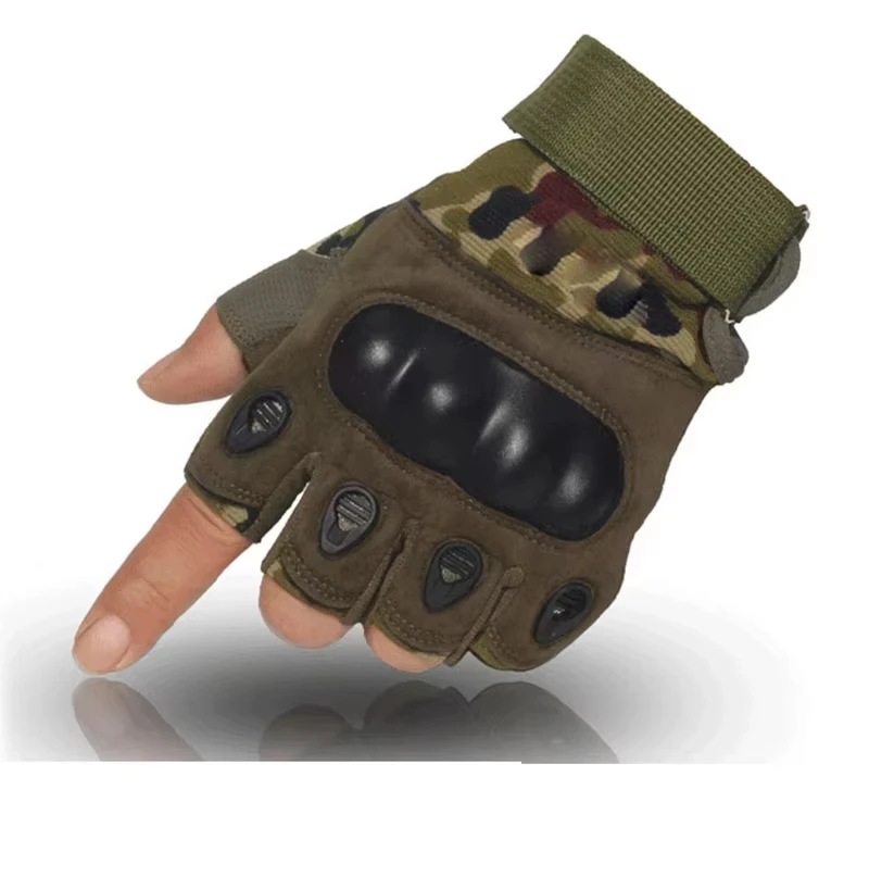 Outdoor Tactical Fingerless Gloves Hard Knuckle Paintball Airsoft Hunting Combat Riding Hiking Half Finger Gloves