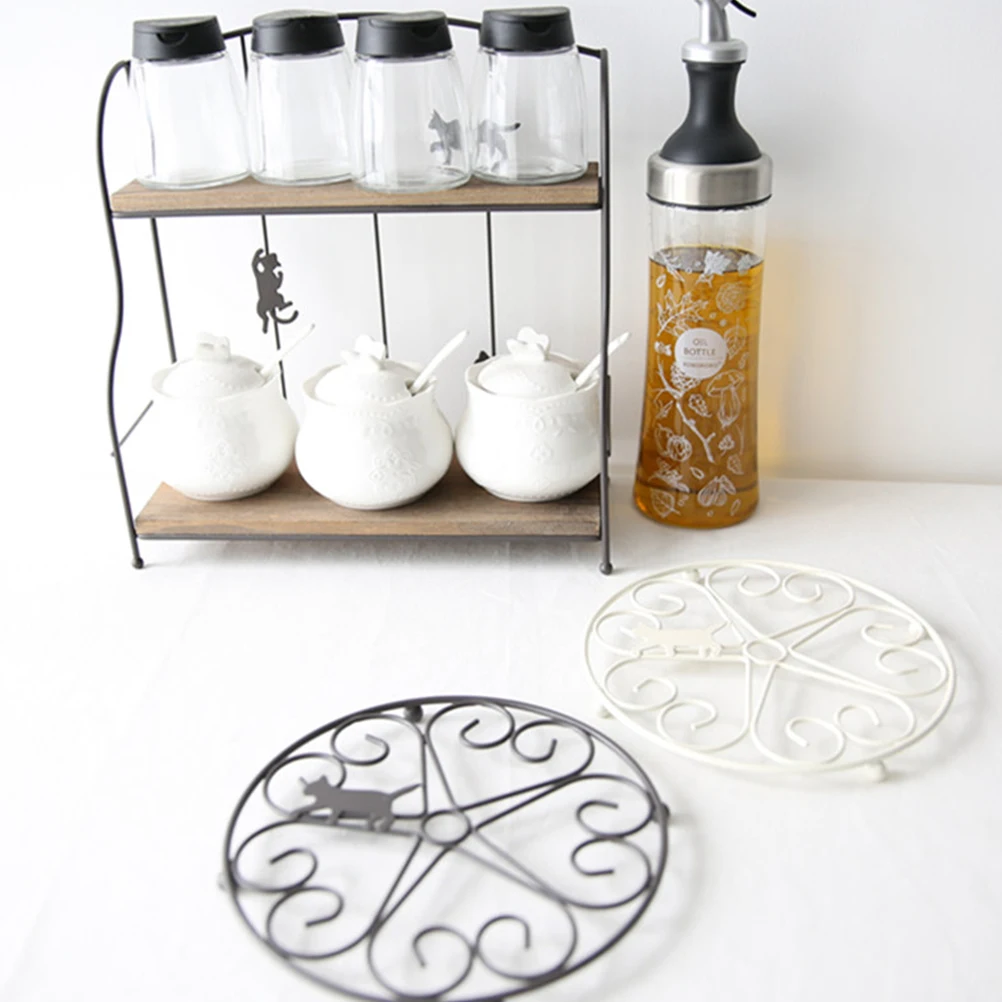 

Cat Design Heat Resistant Placemat Iron Pot Pad for Table Protection Home Decor Kitchen Dining Use Black Pot Pads