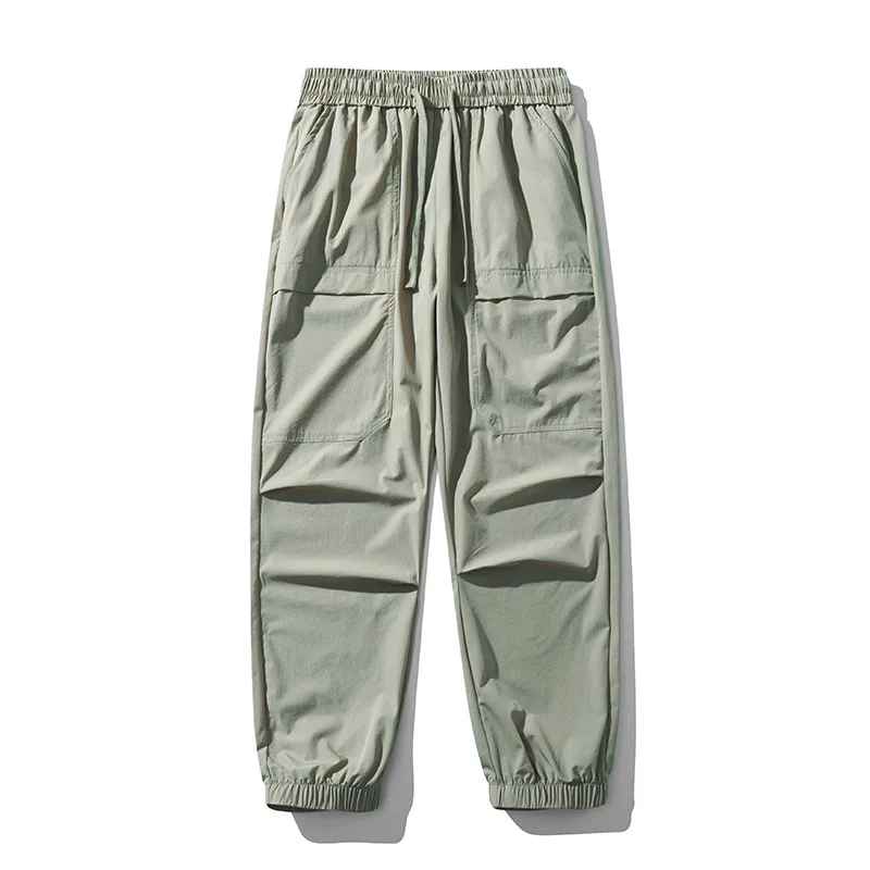 Calças homens verão fina seda gelo homens calças casuais marca maré de secagem rápida respirável calças esportivas toe cargo pants