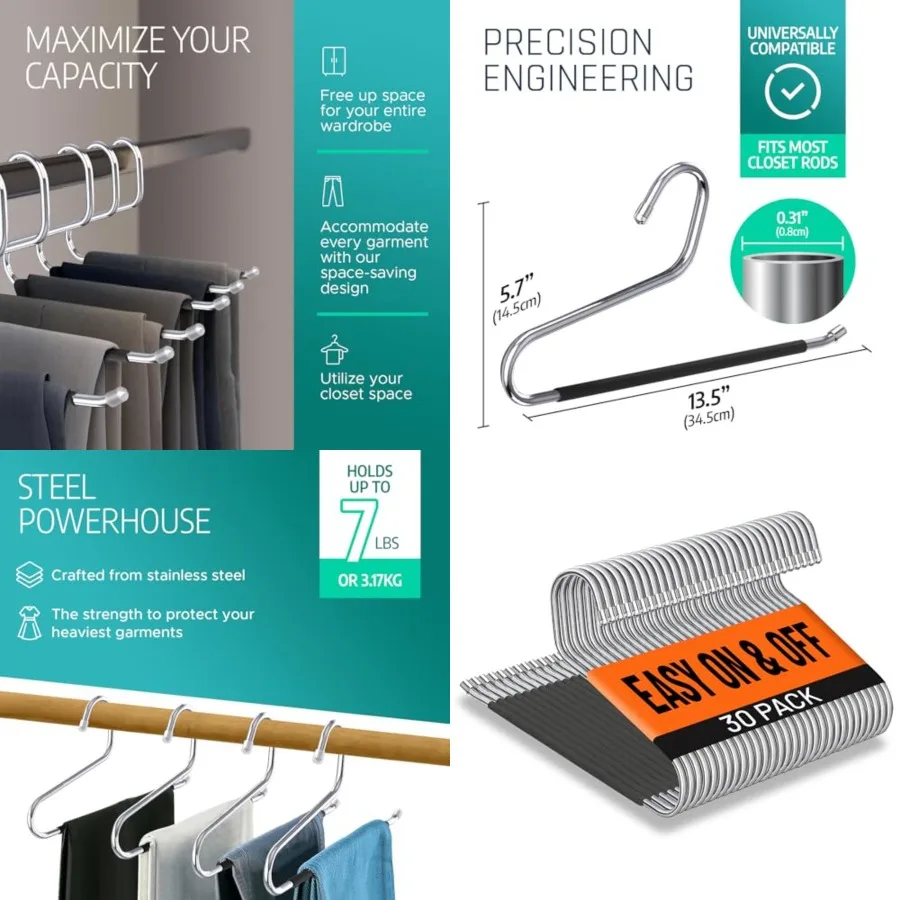 

Pants Hangers - Metal Non-Slip Open-Ended Trouser Hangers