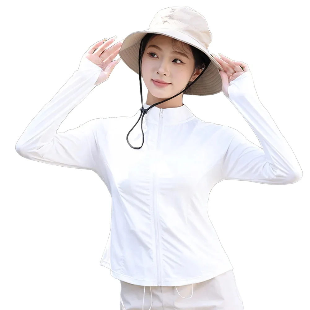 Women's Cropped Sun Protection Jacket - Stand Collar, Ideal For Outdoor Gym & Sports