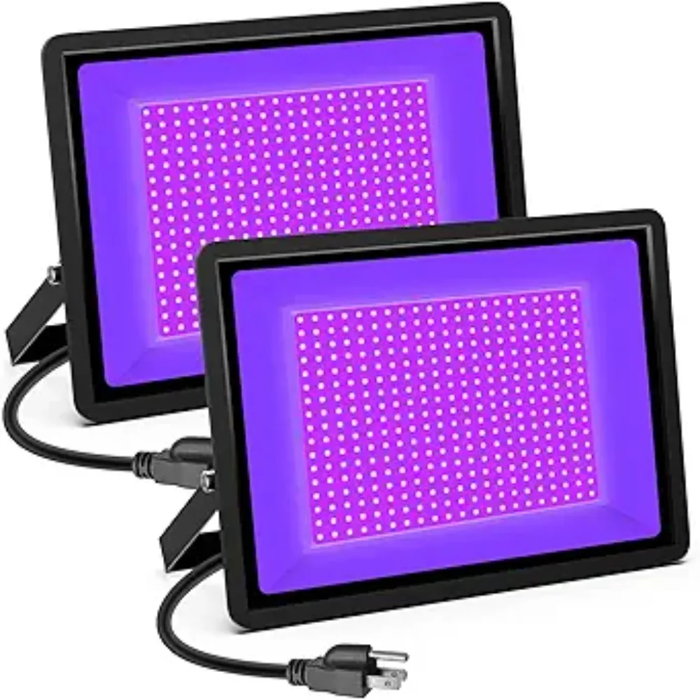 

2 Pack 500W IP66 Waterproof Black Flood Light with Plug (16ft Cable) for Blacklight Party, Stage Lighting, Fluorescent Poster